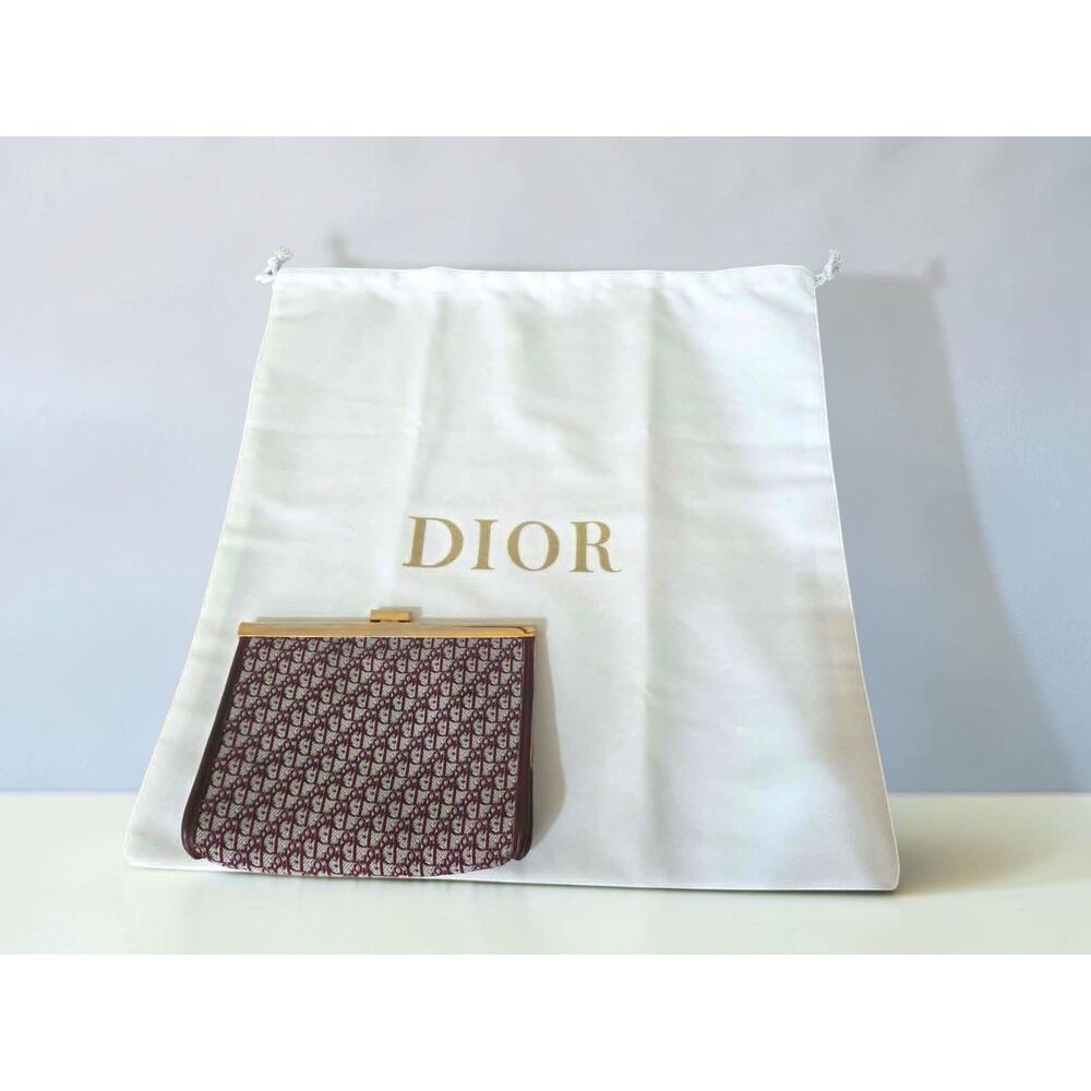 Authentic Vintage Christian Dior Oblique Monogram Clutch Pouch w/ COA & Dust Bag